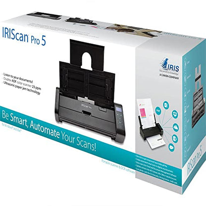 IRIScan Pro 5 Color Portable Duplex Document Scanner, Auto Document Feeder (ADF) 20Pages, Ultra Speed 20PPM, 1 Click scan to PDF, Full OCR 138 Languages, Scan to JPG/PDF/Word/Excel/Cloud