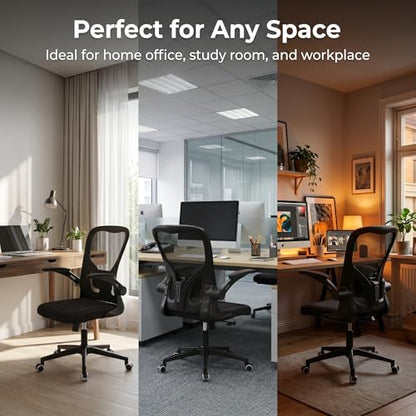 Ergonomic Office Desk Chair, 90°-125° Tilt Back Home Desk Chair with 360° Swivel & Mute Wheels, High Back Mesh Computer Chair for Adults with Lumbar Support, 330 LBS Capacity (01Black) - color: 01black
