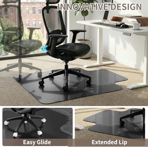 Office Chair Mat for Low Pile Carpeted Floors with Lip, 36" x 48" Plastic Floor mat for Desk Chair on Carpet,Easy Glide Carpet Protector Mat for Computer Chairs,Rolling Chairs,Home,Office Non-Slip