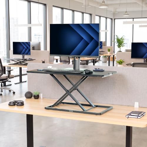 VIVO Black 36 in Single Top Standing Desk Converter, DESK-V036U - color: Black, size: 36"