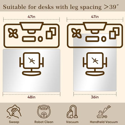 36"x48" Tempered Glass Office Chair Mat for Carpet & Hardwood Floor | 1/5" Thick Clear Floor Protector Desk Chair Mat with Rounded and Polished Edges, Resist Scratching, Cracking, Curling - size: 36"x48"