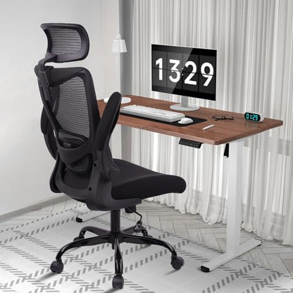 CLATINA Heavy Duty Ergonomic Mesh Office Chair 400LBS, Big and Tall Desk Chair with Adjustable Lumbar Support & Headrest, Flip Up Padded Arms, High Back Computer Chair for Home Office, Black, 8 Pack - size: 8 PK
