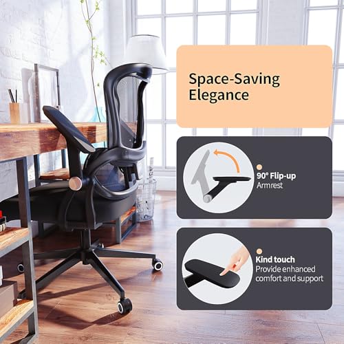 Ergonomic Office Chair - 350LB Comfy Desk Chairs with Adjustable Lumbar Back Support, Mesh Computer Chairs with Wheels and Arms for Home Office, Study - color: 04black