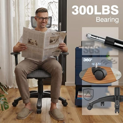 ELABEST T23 Ergonomic Mesh Office Chair, High Back Computer Desk Chair, Breathable AirMesh with Dual-Move Lumbar Support, 3D Armrests & Headrest, Tilt Lock,Big and Tall for Home Office(Graphite) - color: Graphite