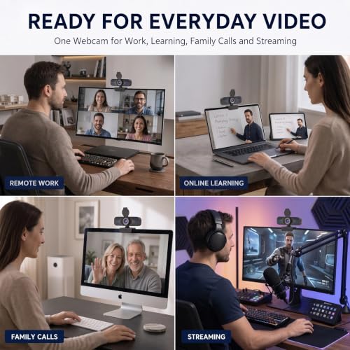 1080P Webcam with Microphone and Privacy Cover Plug&Play - color: Black