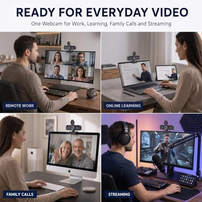 1080P Webcam with Microphone and Privacy Cover Plug&Play - color: Black