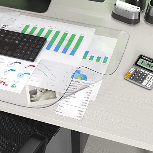 Oterri Clear Writing Desk Pad, 35.4’’x17” Heat Resistant Waterproof PVC Round Edge Durable Desk Protect Mat, Anti-Static Writing Mat Table Protector - size: 17" x 35.4"