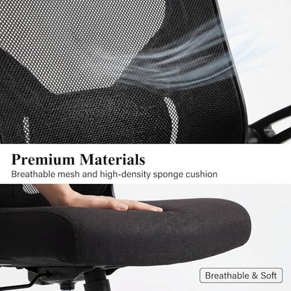 Ergonomic Office Desk Chair, 90°-125° Tilt Back Home Desk Chair with 360° Swivel & Mute Wheels, High Back Mesh Computer Chair for Adults with Lumbar Support, 330 LBS Capacity (01Black) - color: 01black