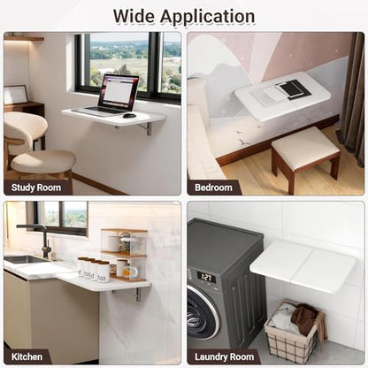Neoaider Wall Mounted Folding Desk 23.6” x 15.7”, White - color: White, size: 23.6" x 15.7"