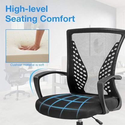 Drafting Chair Tall Office Chair Standing Desk Chair Adjustable Height Reception Office Chair with Lumbar Support & Foot-Ring, Ergonomic Mesh Computer Drafting Stool for Working Standing Desk (Black)