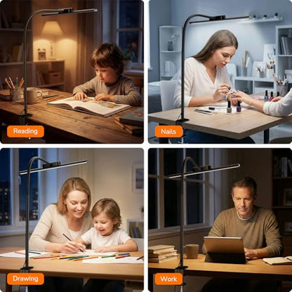 Lepro Led Desk Lamp for Home Office, Desk Light with Clamp, 11W 700LM Black - color: Black