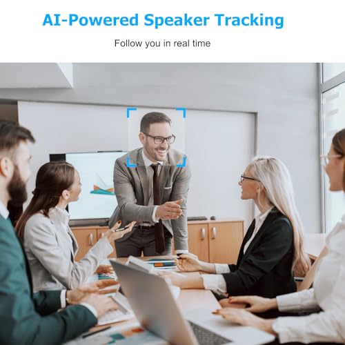 Conference Room Camera, All-in-One 4K Webcam with Microphone and Speaker, AI Tracking and Auto Framing, Wide Angle of View, Plug and Play USB Webcam for PC, Mac, Meetings, Teams, Zoom & Webex (White) - color: White