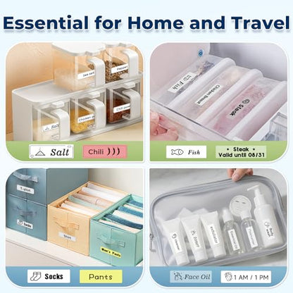 P0 Label Maker, Thermal Machine Sticker Label Printer, Label Maker Waterproof Labels, Multiple Templates, Portable Thermal Small Label Printer for Home Office School Organization White