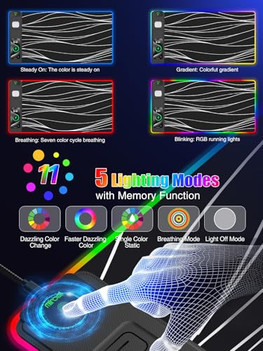 Mouse Pad with Foldable Phone Holder & Wireless Charger, XXL RGB Gaming Mousepad 31.5"x15.8" Large Desk Mat for Keyboard, Black Desk Pad with Dual Qi Charging Station | 11 Colors 5 Modes | Waterproof - color: 31.5x15.75"Phone Stand-Wave Upgraded