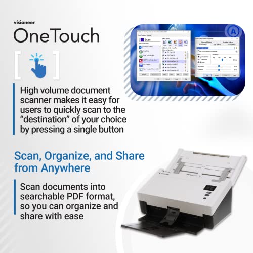 Visioneer Patriot D40 Duplex Scanner for PC and Mac, 70 PPM, Sheetfed 80 Page Automatic Document Feeder (ADF) - size: PD40