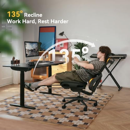 SIHOO B300 Pro Ergonomic Office Chair with Footrest, 4D Lumbar Support - color: Dark Black
