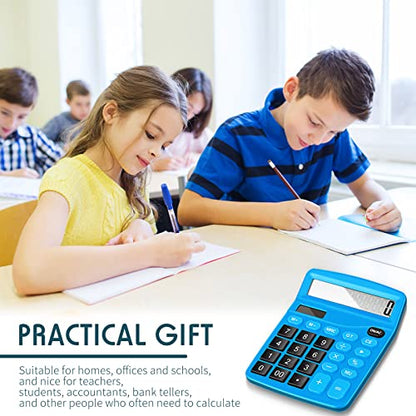 8 Pack 12 Digits Calculator Bulk Calculators Desktop Solar and Battery Dual Power Large LCD Display and Sensitive Butto Handheld for Office, School, Home(Dark Blue) - color: Dark Blue