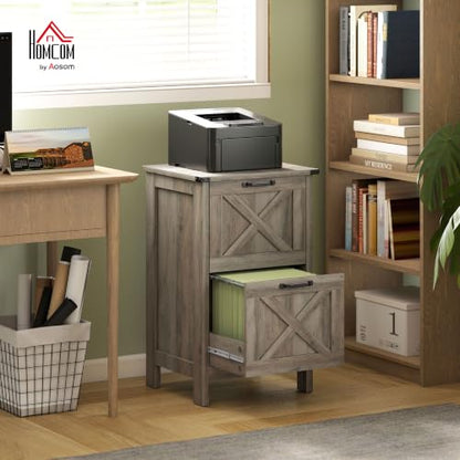 HOMCOM 2 Drawer Vertical File Cabinet, Silent Slides, Distressed Gray - color: Distressed Gray