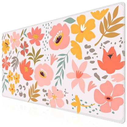 iCasso Desk Matt for Desktop,Cute Desk Pad Mat,Flowers Leaves - color: Flowers Leaves