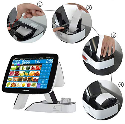 Smart Touch Screen PC with Built-in Thermal Receipt Printer Cash Register POS System - color: SET01