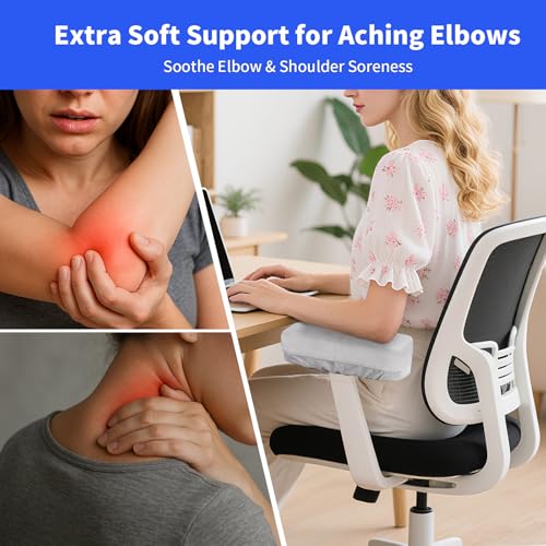 YOUFi Office Chair Arm Covers,Extra Soft Velvet Armrest Cushion,Set of 2 - color: Gray