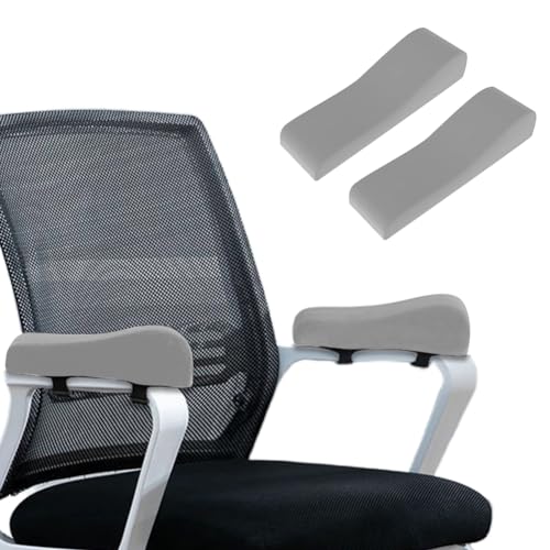 2 Pack Office Chair Armrest Pads Covers,Arm Rest Pad with Memory Foam Elbow Pillow for Forearm Pressure Relief, Arm Rest Covers for Office Chairs, Wheelchair, Comfy Gaming Chair (Grey) - color: Grey