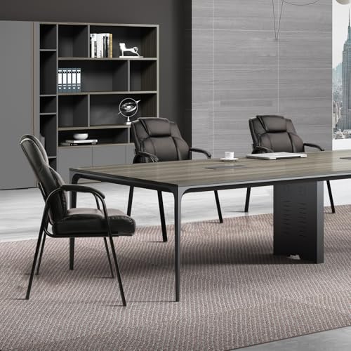 CLATINA Big and Tall Office Chair Set of 2 500lbs Leather Reception Chair with Bonded Padded Armrest Wide Seat Desk Chair No Wheels for Reception Conference Waiting Room Side Office Home, Black - color: Black, size: 2 Pack