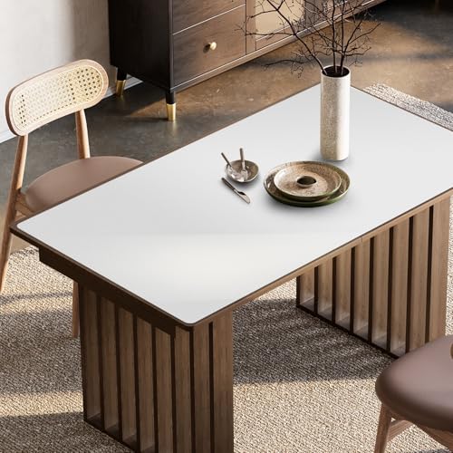 Pure White Plastic Table Cover Protector, 36" x 60" PVC Desk Pad Mat - color: White, size: 36" x 60"