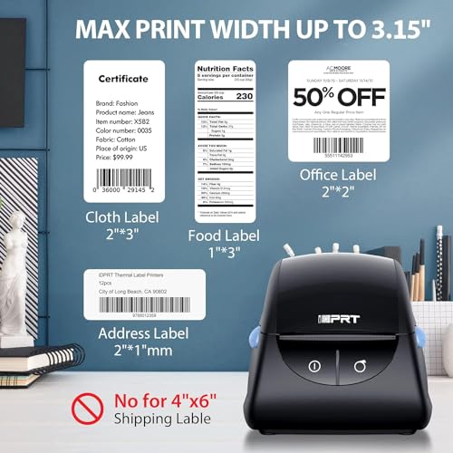 iDPRT Thermal Label Printer SP310 with 1D 2D Barcode Scanner 1358 with 600pcs Labels(2 Rolls of 300pcs)