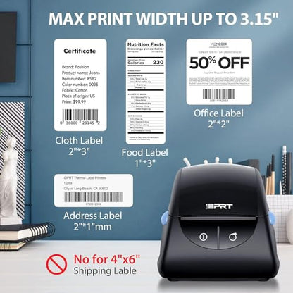 iDPRT Thermal Label Printer SP310 with 1D 2D Barcode Scanner 1358 with 600pcs Labels(2 Rolls of 300pcs)