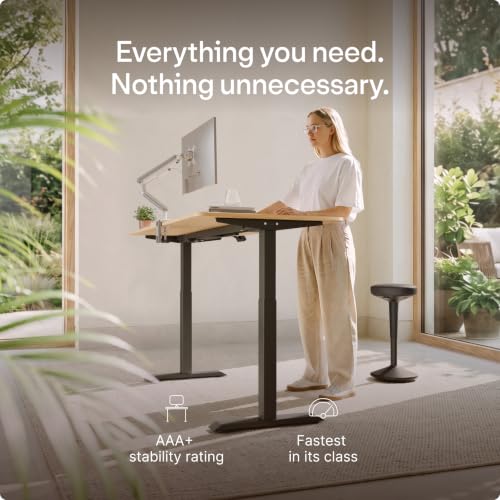 Desktronic Height Adjustable Standing Desk Frame — Ergonomic Sit Stand Desk Frame, Electric Dual Motor, USB & USB-C Charging, Wobble-Free, Touchscreen, 3 Memory Presets, Anti-Collision - color: Black