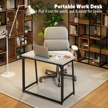 WOHOMO Folding Desk, 31.5" Foldable Computer Table for Small Spaces, Grey - color: Grey, size: Small Size:31.5 x 15.7