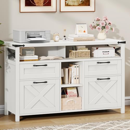Halitaa File Cabinet with Open Storage Shelf for Home Office, White - color: Cream White, size: 4 Drawers