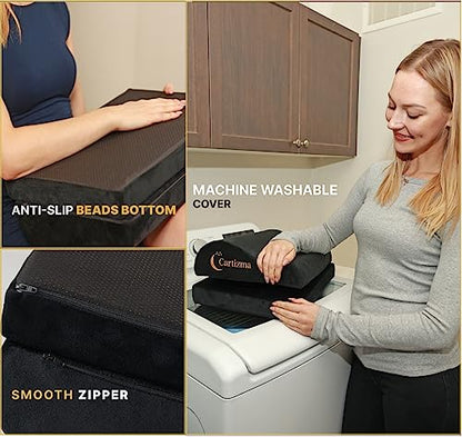 Foot Rest for Under Desk at Work-Ergonomic FootRest UnderDesk Foot Stool for Pain Relief with Washable Covers-Non-Slip Under Desk Footrest Office, Home & Travel-Adjustable Office Foot Rest - color: Black
