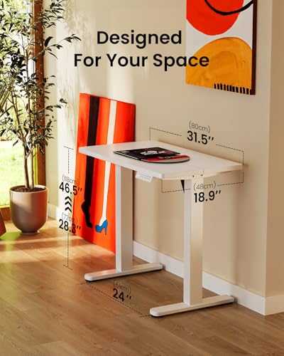 ErGear Height Adjustable Electric Standing Desk, 32 x 19 Inches Sit Stand up Desk with Memory Presets, Computer Home Office Desk, White - color: White, size: 32 X 19 Inches