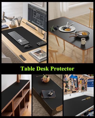 Black Plastic Table Cover Protector, 36" x 60" PVC Desk Pad Mat - color: Black, size: 36" x 60"