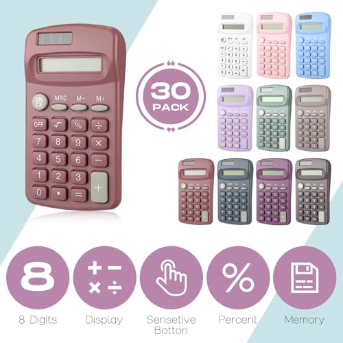 Flutesan 30 Pack Pocket Calculator,Multicolor - color: Multicolor