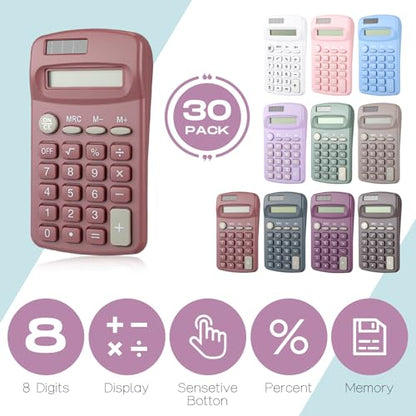 Flutesan 30 Pack Pocket Calculator,Multicolor - color: Multicolor