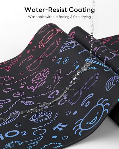 Mouse Pad 31.5x15.7in Large Desk Mat Non-Slip for Office - color: Cute Graffiti, size: 31.5" x 15.7"