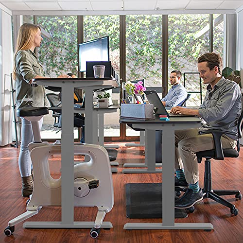 Sit to Stand Workstation Frame, Manual Height Adjustable Standing Desk Frame w/ Foldable Hand Crank, Cable Tray & Hanging Hook, Adjustable Footpads, Ergonomic Desk Frame for Home Office, Black (GREY) - color: Grey