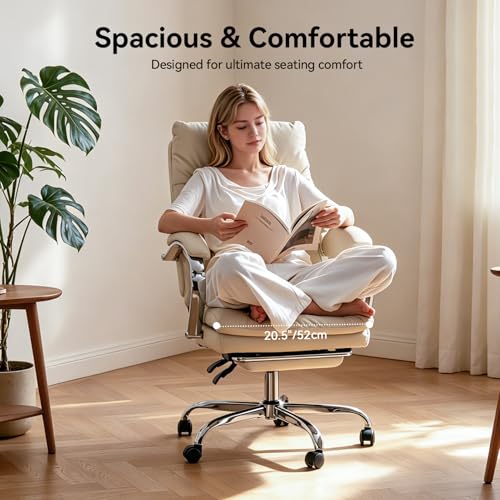 LEAGOO LE Office Chair with Footrest, Reclining Desk Chair for Home Office