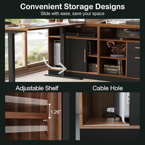 ModernMate Wood Accent Storage Cabinet with Shelves and Sliding Door - color: Black Walnut