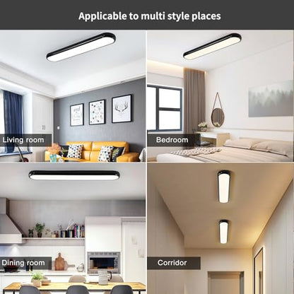 Qcyuui Modern LED Ceiling Light,Dimmable Semi Flush Mount Ceiling Light,39.4 in Long Ceiling Light Fixture,Kitchen Lighting Fixtures Ceiling for Office Bedroom Hallway(Black/48W/3000-6500K) - color: Black/Dimm/48W/39.4IN/3000-6500K, size: 39.4in