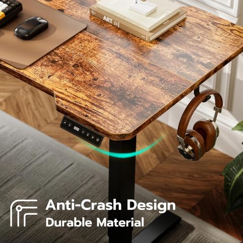 Acrolix L Shaped Electric Standing Desk, 43x31.5 Inch Reversible, Rustic Brown - color: Rustic Brown, size: 43