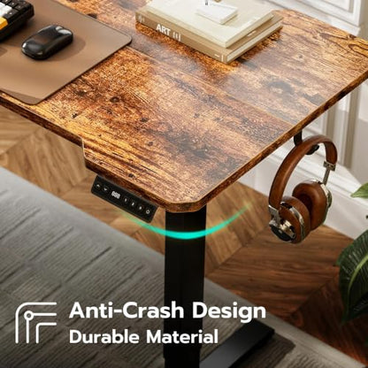 Acrolix L Shaped Electric Standing Desk, 43x31.5 Inch Reversible, Rustic Brown - color: Rustic Brown, size: 43