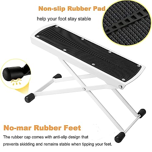 Foldable Pedicure Foot Rest, 6 Heights Adjustable Foot Stand Pedicure Tool, Non-Slip Sturdy Beauty Footrest for Easy-at Home Pedicures, Pedicure Stool Assistant for Home Foot Spa Bath - color: White