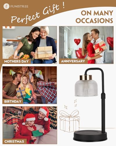 Candle Warmer Lamp with Timer & Dimmable Brightness, House Warming Gifts New Home, Christmas Birthday Gifts for Women, Birthday Gifts for Women Mom, Flameless Wax Melt Warmer for Jar Candles - color: Black+golden