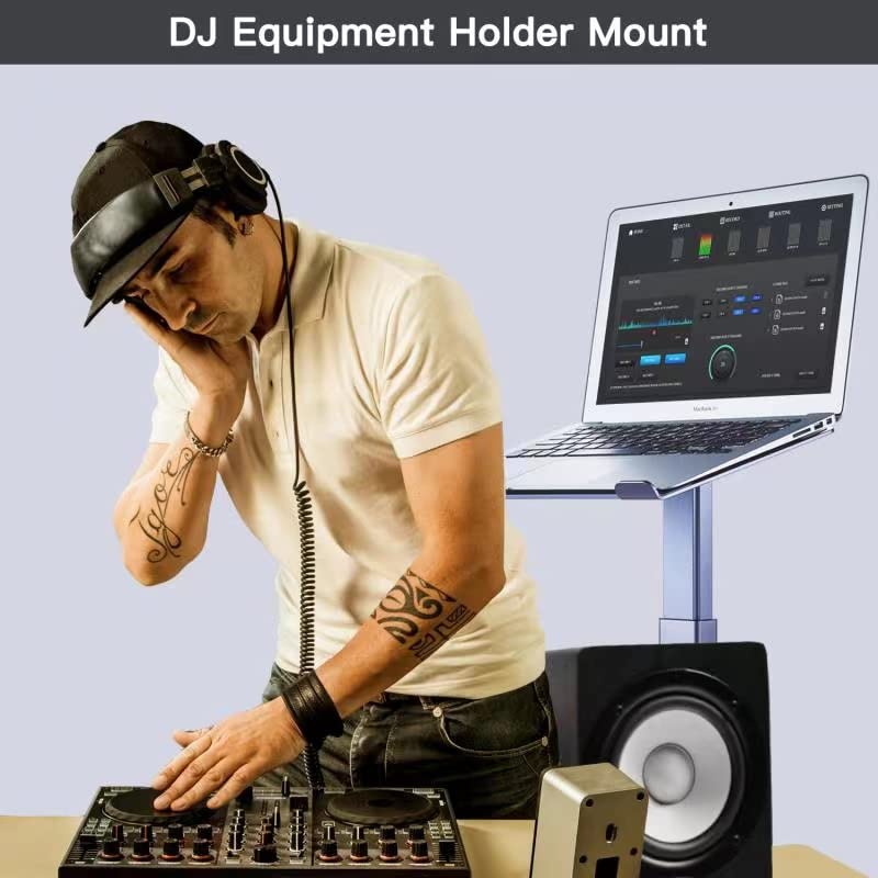 Adjustable Laptop Stand for Desk, DJ Laptop Stand Adjustable Height, Laptop Raised Stand for Standing & Sitting Mode, Tall, Strong and Airflow Even Laptop Riser for 17 inch（Gray） - color: Gray