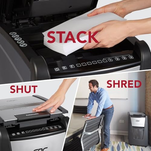 GBC 300M Paper Shredder, Auto Feed+, 300 Sheet Capacity, Micro-Cut, Office Shredding (WSM1757609) - size: 300 Sheets