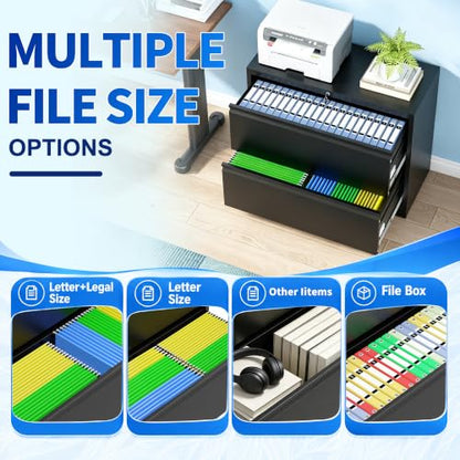 2 Drawer File Cabinet with Lock, 26.8" W Lateral Filing Cabinet - color: Black, size: 26.8"W - 2 Drawer